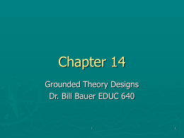 Chapter 14 Grounded Theory Designs Dr. Bill Bauer EDUC 640 l