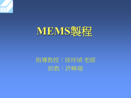 MEMS 指導教授：徐祥禎 老師 助教：許峰瑞