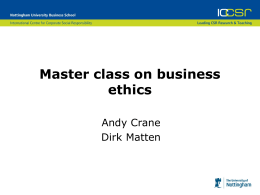 Master class on business ethics Andy Crane Dirk Matten