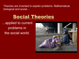 Social Theories …applied to current problems in the social world.