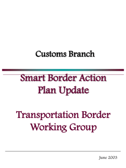 Smart Border Action Plan Update Transportation Border Working Group
