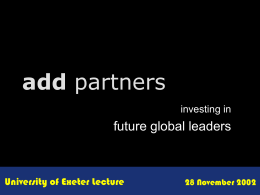 add future global leaders investing in University of Exeter Lecture