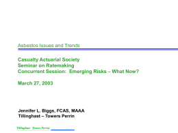 Asbestos Issues and Trends Casualty Actuarial Society Seminar on Ratemaking – What Now?