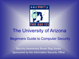 The University of Arizona Beginners Guide to Computer Security