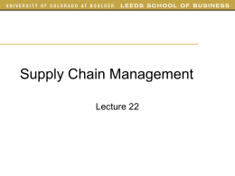Supply Chain Management Lecture 22