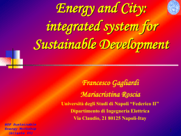Energy and City: integrated system for Sustainable Development Francesco Gagliardi