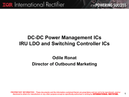 DC-DC Power Management ICs IRU LDO and Switching Controller ICs Odile Ronat