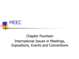 MEEC Chapter Fourteen International Issues in Meetings, Expositions, Events and Conventions