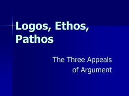 Logos, Ethos, Pathos The Three Appeals of Argument
