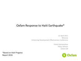 Oxfam Response to Haiti Earthquake*