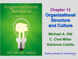 Organizational Structure and Culture Chapter 13