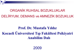 Prof. Dr. Mustafa Yıldız Kocaeli Üniversitesi Tıp Fakültesi Psikiyatri Anabilim Dalı 2009