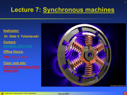 Lecture 7: Synchronous machines Instructor: Dr. Gleb V. Tcheslavski Contact: