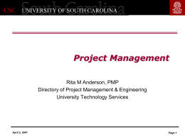 Project Management Rita M Anderson, PMP Directory of Project Management &amp; Engineering