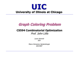 UIC Graph Coloring Problem Prof. John Lillis University of Illinois at Chicago