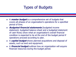 Types of Budgets master budget