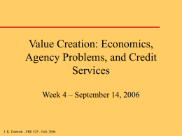 Value Creation: Economics, Agency Problems, and Credit Services