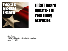 ERCOT Board Update- TNT Post Filing Activities
