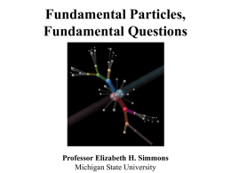 Fundamental Particles, Fundamental Questions Professor Elizabeth H. Simmons Michigan State University