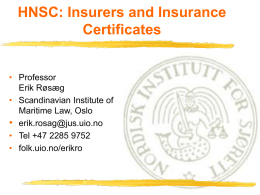 HNSC: Insurers and Insurance Certificates •