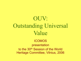 OUV: Outstanding Universal Value ICOMOS