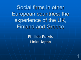 Social firms in other European countries: the experience of the UK,