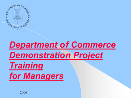 Department of Commerce Demonstration Project Training for Managers