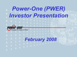 Power-One (PWER) Investor Presentation February 2008