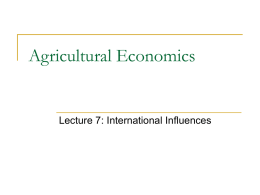 Agricultural Economics Lecture 7: International Influences