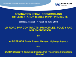 SEMINAR ON LEGAL, ECONOMIC AND IMPLEMENTATION ISSUES IN PPP PROJECTS