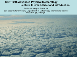 METR 215 Advanced Physical Meteorology- Lecture 1: Green-sheet and Introduction