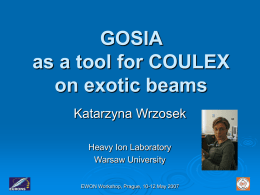 GOSIA as a tool for COULEX on exotic beams Katarzyna Wrzosek