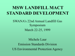 MSW LANDFILL MACT STANDARD DEVELOPMENT