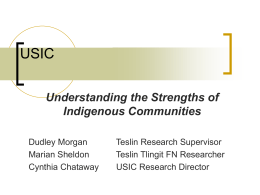 USIC Understanding the Strengths of Indigenous Communities