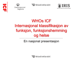 WHOs ICF Internasjonal klassifikasjon av funksjon, funksjonshemming og helse