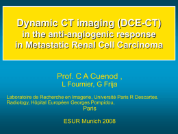 Dynamic CT imaging (DCE-CT) in the anti-angiogenic response