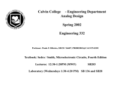 Calvin College - Engineering Department Analog Design Spring 2002