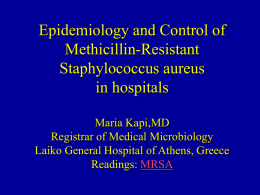 Epidemiology and Control of Methicillin-Resistant Staphylococcus aureus in hospitals
