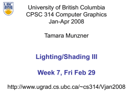 Lighting/Shading III Week 7, Fri Feb 29