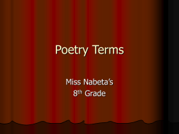 Poetry Terms Miss Nabeta’s 8 Grade