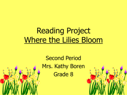 Reading Project Where the Lilies Bloom Second Period Mrs. Kathy Boren