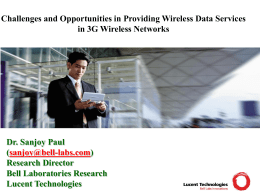 Challenges and Opportunities in Providing Wireless Data Services Dr. Sanjoy Paul (