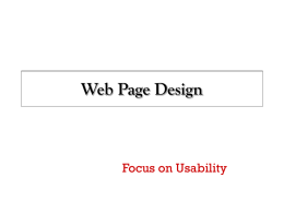 Web Page Design Focus on Usability