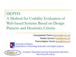 DEPTH: A Method for Usability Evaluation of Web-based Systems Based on Design