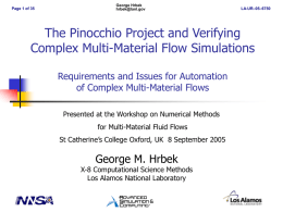 The Pinocchio Project and Verifying Complex Multi-Material Flow Simulations