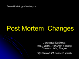 Post Mortem  Changes Jaroslava Dušková Inst. Pathol. ,1st Med. Faculty,