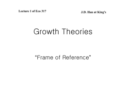 Growth Theories “Frame of Reference” Lecture 1 of Eco 317