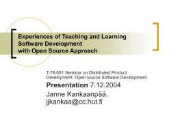 Presentation Janne Kankaanpää,  Experiences of Teaching and Learning