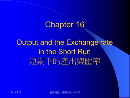 Chapter 16 短期下的產出與匯率 Output and the Exchange rate in the Short Run