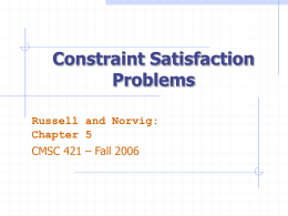 Constraint Satisfaction Problems Russell and Norvig: Chapter 5